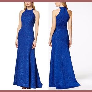 NWT $488 B Michael Pebble Textured Mermaid Gown in Blue [SZ 14 ]‎